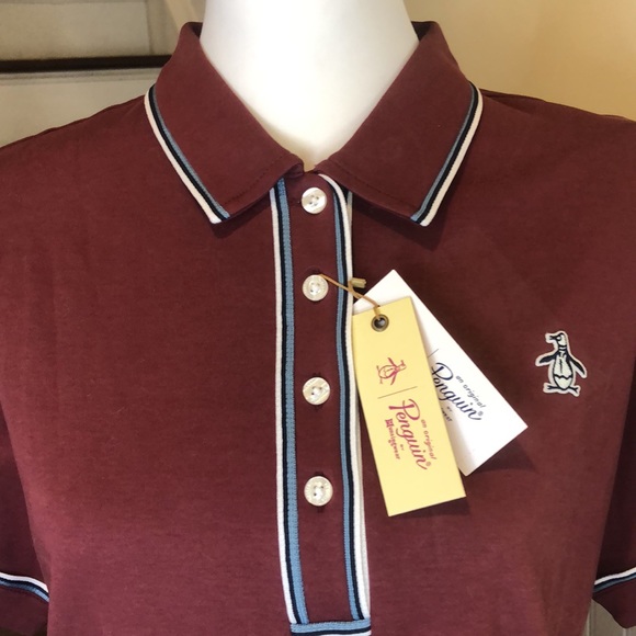 ORIGINAL PENGUIN Tawny Port Women’s Tipped Original Polo Shirt Sz XL - Picture 13 of 14